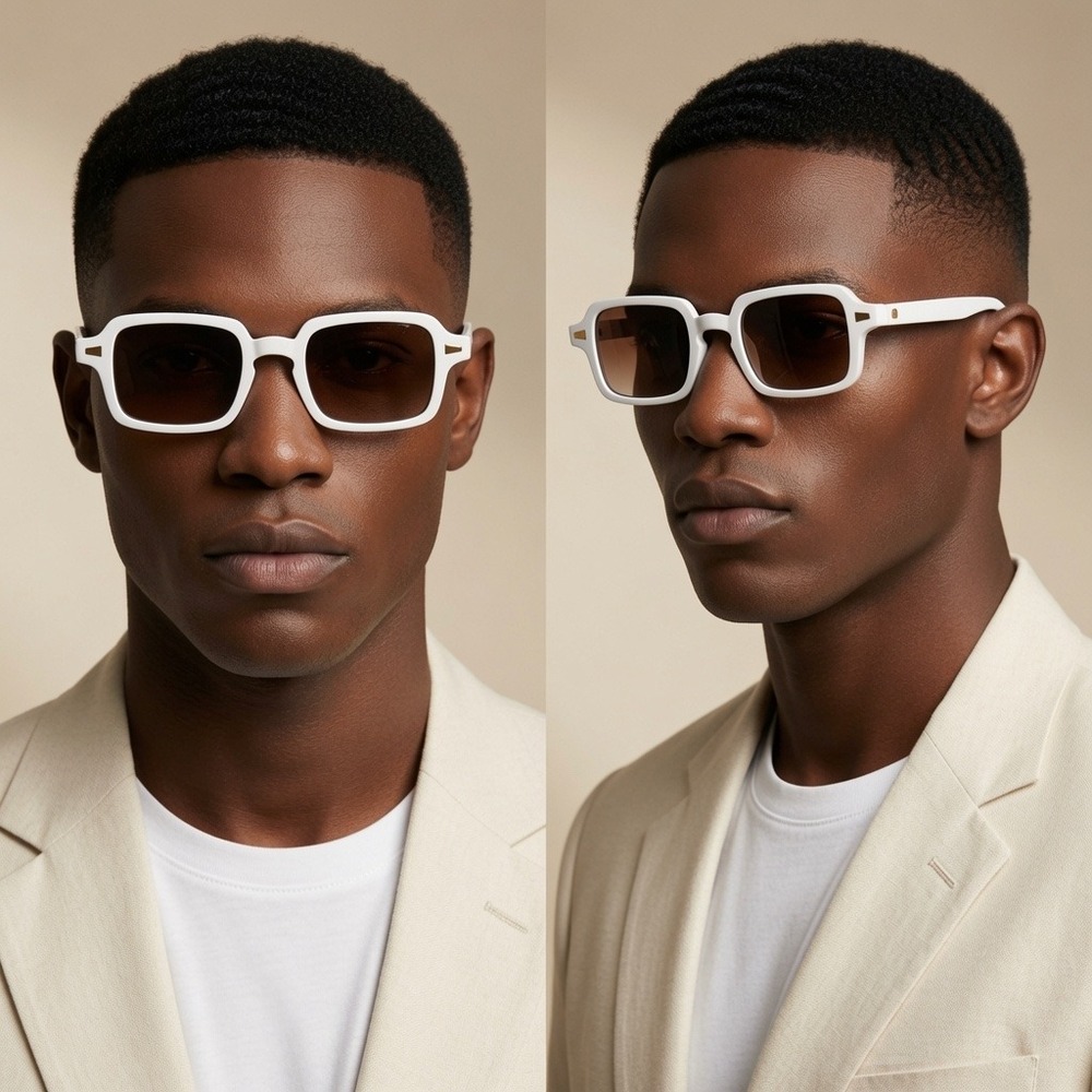Mens White Square Sunglasses Hiphop Outdoor Stylish Driving Eyewear Festival New
